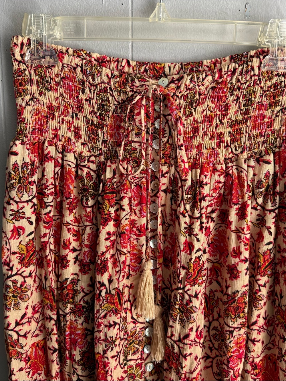 Nicole Miller Red and Cream Floral Maxi Skirt - Picture 2 of 7